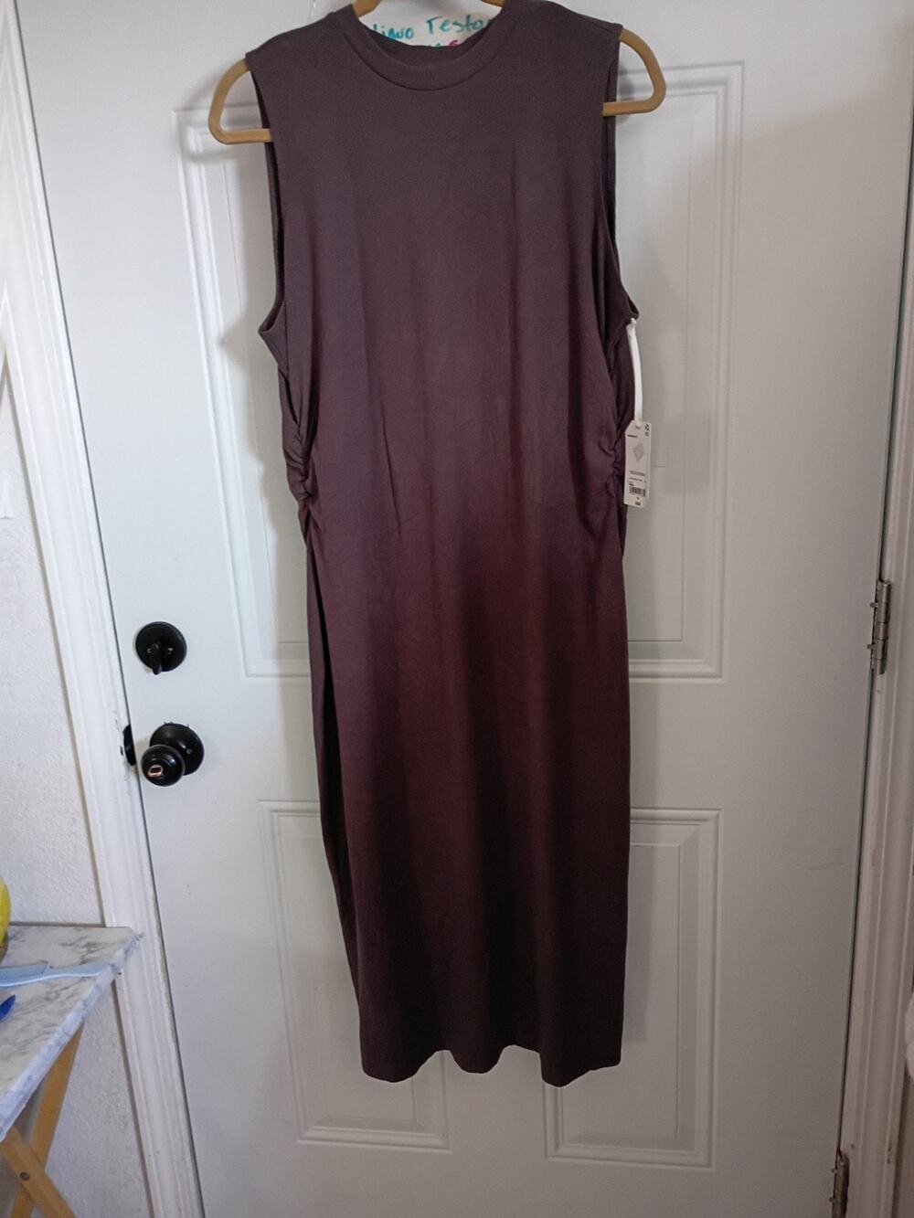 Stylus Womens Raisin Midi Sheath Dress XLarge Brown Sleeves